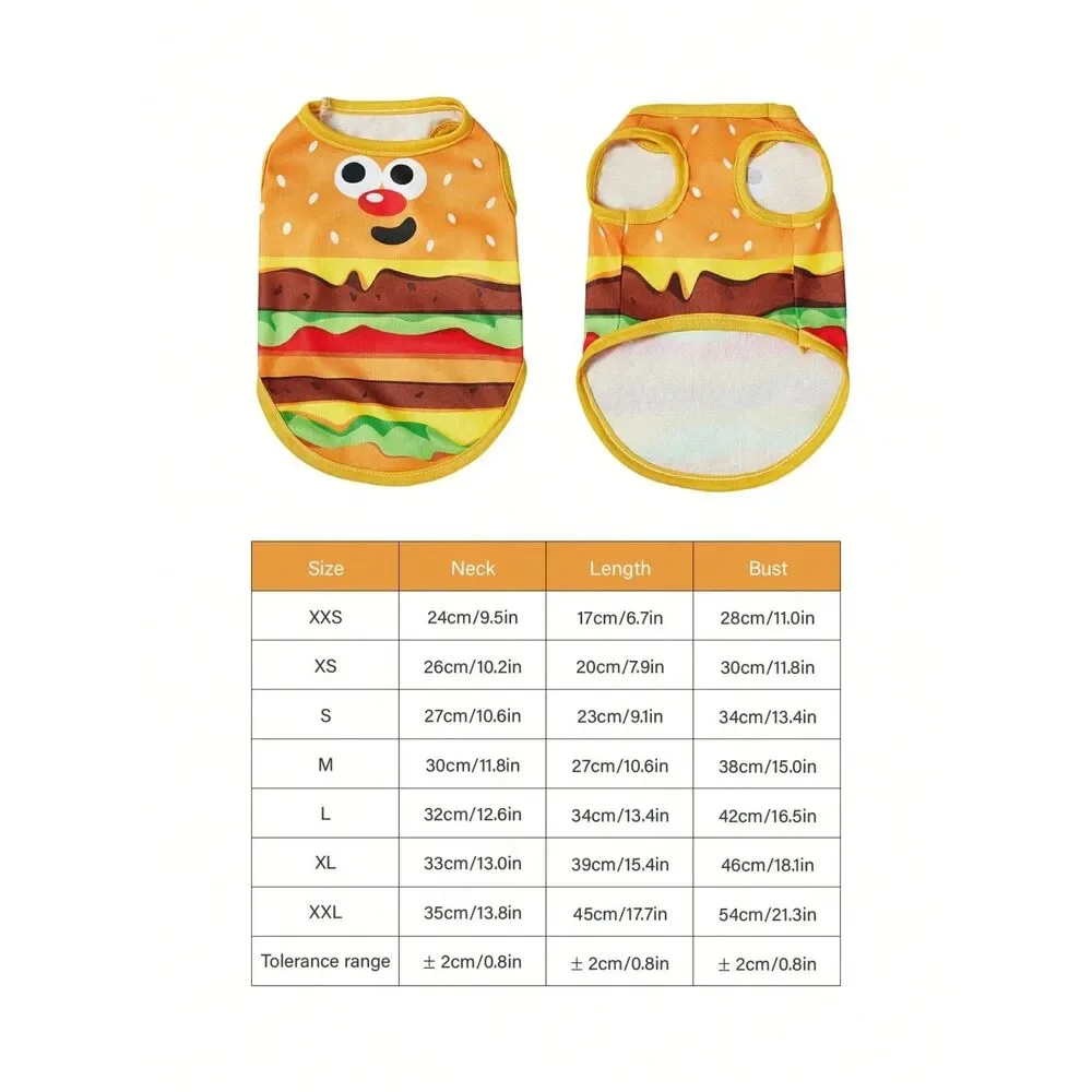 Dog Pet Burger Costume Puppy Cat Outfit Hamburger Lghtwt Shirt Halloween NWT Sm